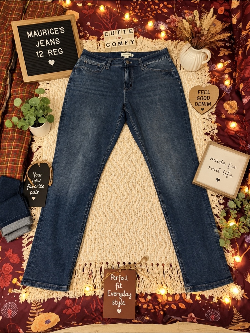 Maurices Dark Blue Straight Leg Jeans